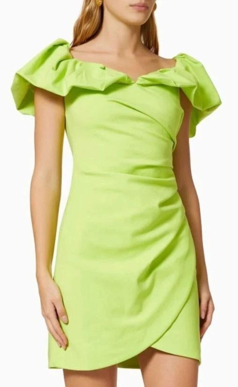 Elliatt Anthro Zanibar Mini Dress S Chartreuse Green Party Cocktail Retro Glam